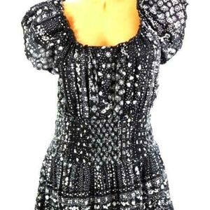 Peasant dress cotton full black &white  misses xl